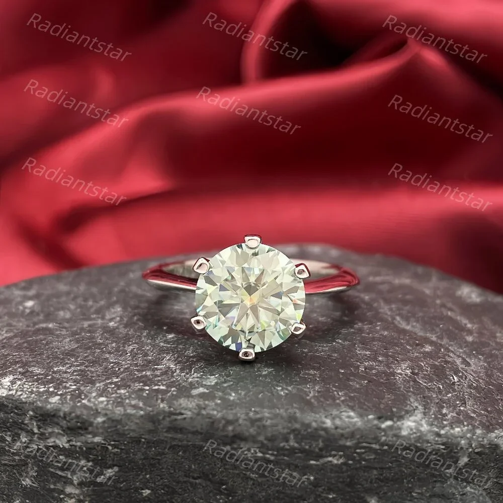 NEW Certified 3 ct. t.w. Blue Green Moissanite Solitaire 6 Prong Ring